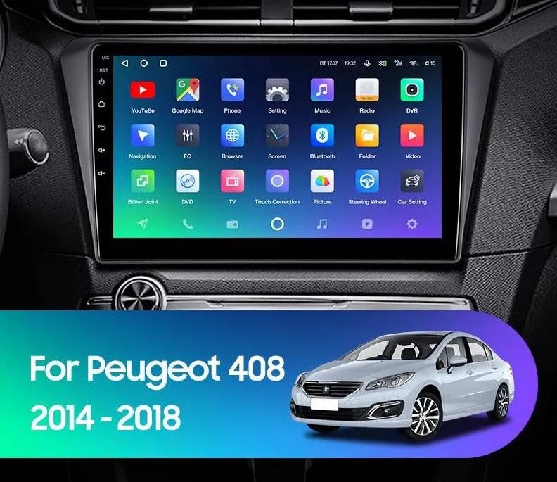 Car Dealz Premium Advanced 4G Data Model 10.2" Android 12.0 For Peugeot 408 2014 - 2018 In Dash Plus OEM Fascia