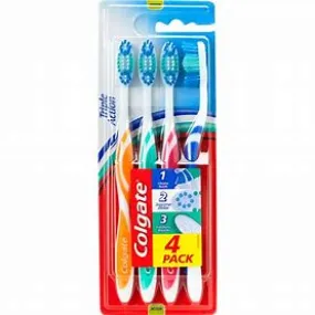 COLGATE Triple Action Medium Toothbrush 4pk