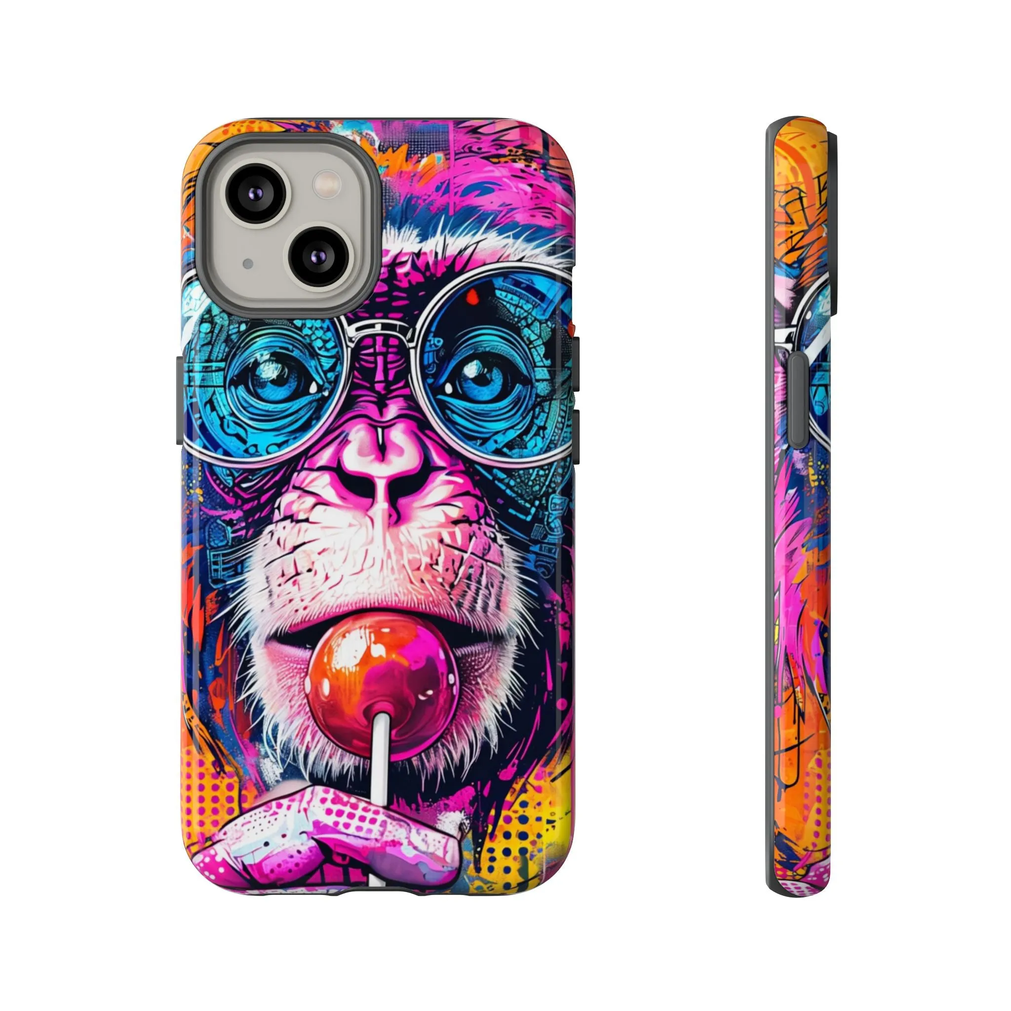 Colorful Monkey Phone Case, Fun Phone Cover, Unique Tech Accessory, Gift for Animal Lovers, Vibrant Lollipop Design