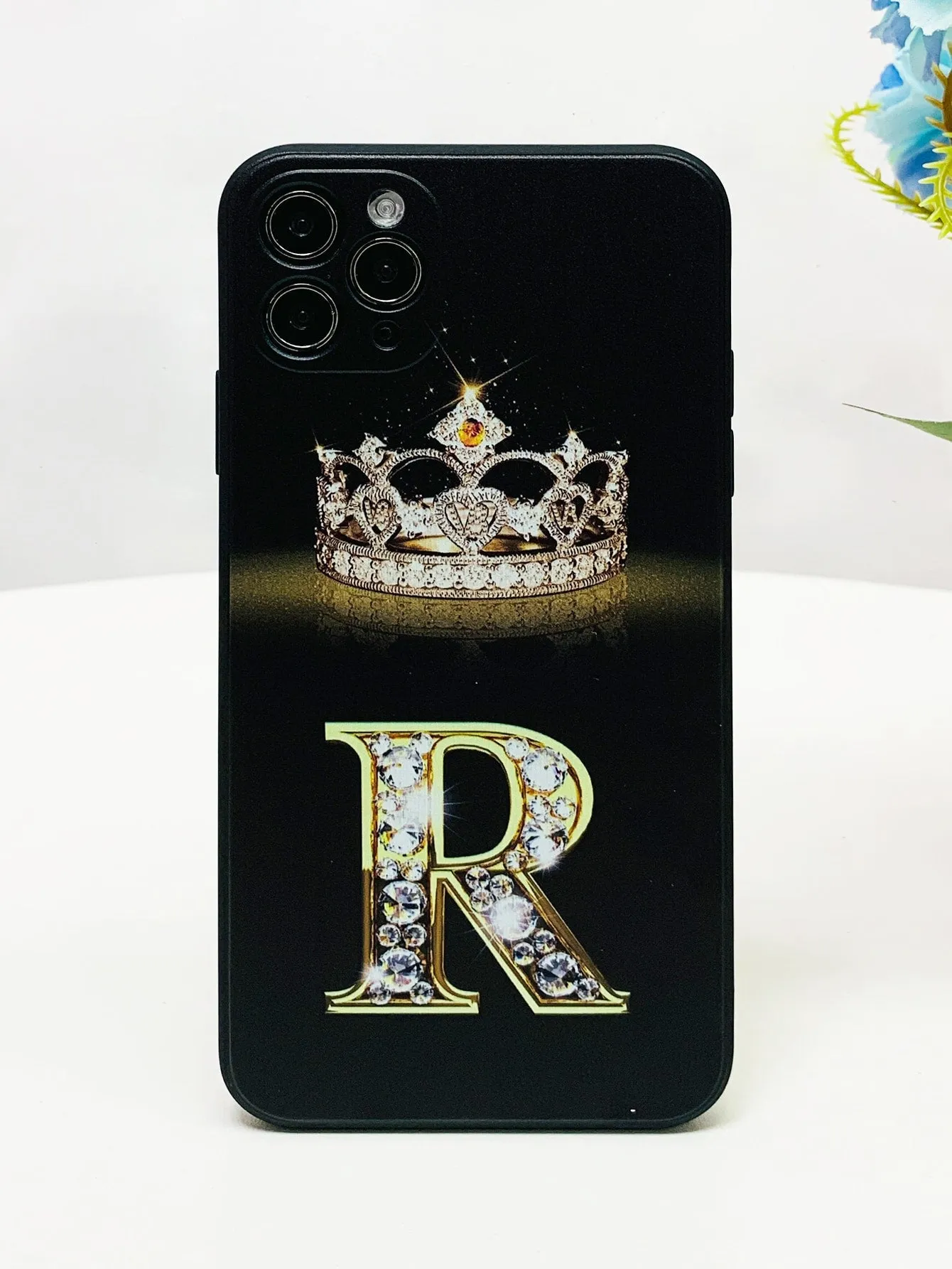 Crown & Letter Graphic Phone Case