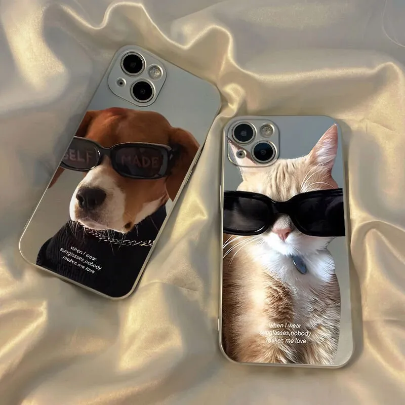 Cute Grey Pet Dog Lover & Pet Cat Lover Photo Design Protective Shockproof iPhone Case for iPhone 11 12 13 14 Pro Max Case