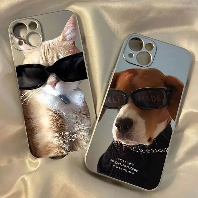 Cute Grey Pet Dog Lover & Pet Cat Lover Photo Design Protective Shockproof iPhone Case for iPhone 11 12 13 14 Pro Max Case