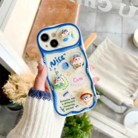 Cute Phone Cases for iPhone 15, 13, 14 Pro Max, 14, 15 Plus, 11 -  3D Bear Pig Pattern - Push-Pull Wavy Cover - TSP357