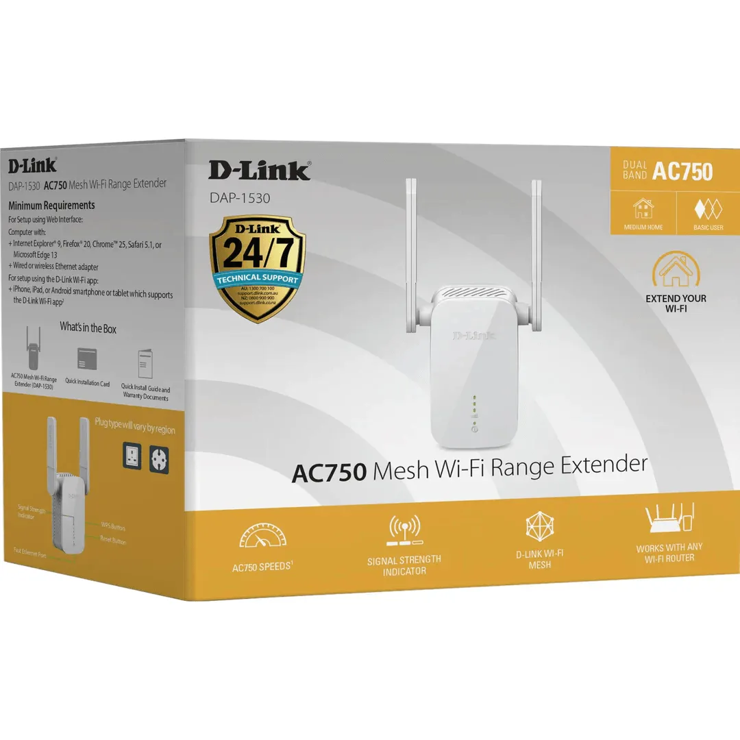 D-Link AC750 Mesh WiFi Range Extender Repeater Dual Band DAP-1530