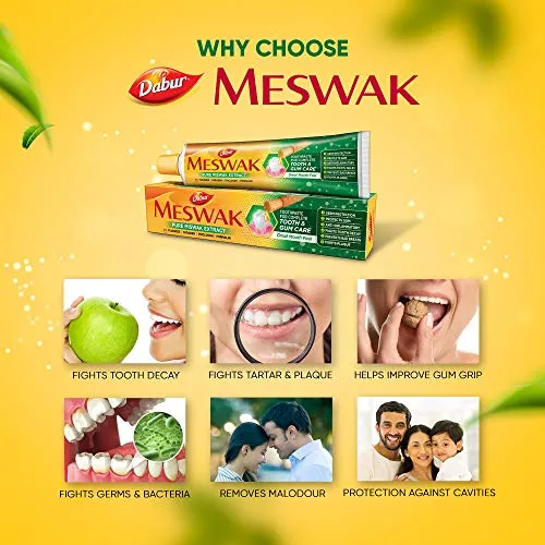 Dabur Meswak Complete Oral Care Toothpaste - 500g (2 x 200g   1 x100g) | Complete Oral & Gum Care Toothpaste | Contains Pure & Rare Miswak extract | No added Fluoride, Paraben, Triclosan & Formalin