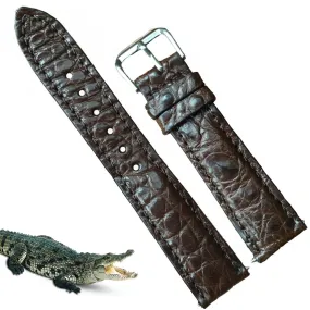 Dark Brown Alligator Leather Watch Band For Men | Premium Crocodile Quick Release Replacement Wristwatch Strap | DH-44