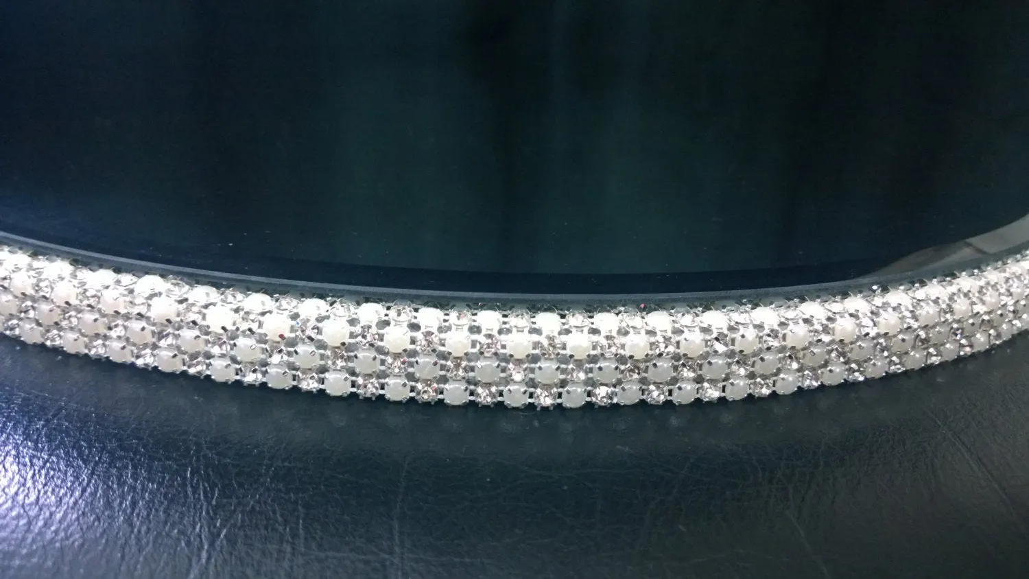 Diamante Rhinestone cake stand, platform plate White or ivory pearl & real glass crystals