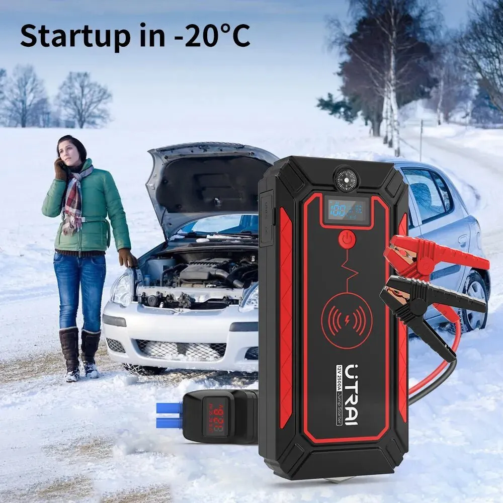 Digital Car Jump Starter - 10W Wireless Charging LCD Screen Portable Battery Jump Starter Box