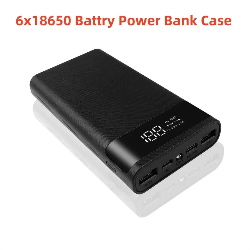 DIY 20000mAh 18650 Power Bank Case with Dual USB & Type C Ports - Customizable Charging Solution for iPhone and Xiaomi