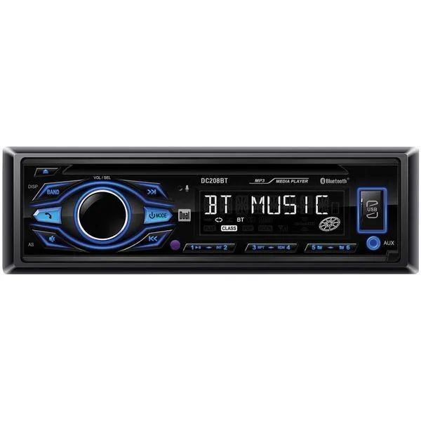 Dual DC208BT Single-DIN In-Dash CD AM-FM Receiver with Bluetooth