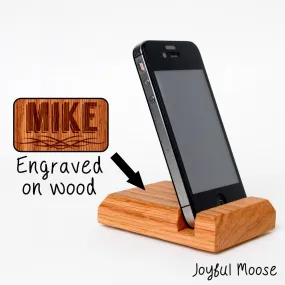 Engraved Wood Phone Holder - Wood Docking Station - Groomsmen Gift