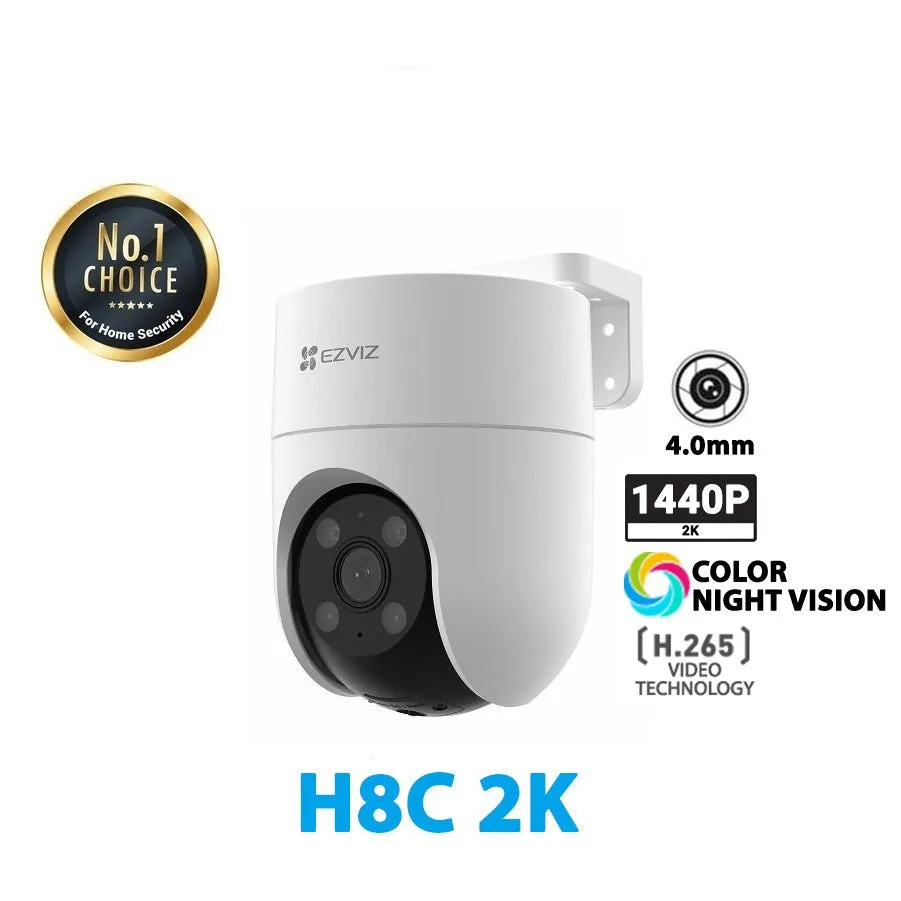 Ezviz H8C 1080P/ H8C 2K⁺ 1440P 4MP Pan & Tilt Rotate 360° Outdoor Smart Color Night Vision, Two Way Talk Wi-Fi Camera