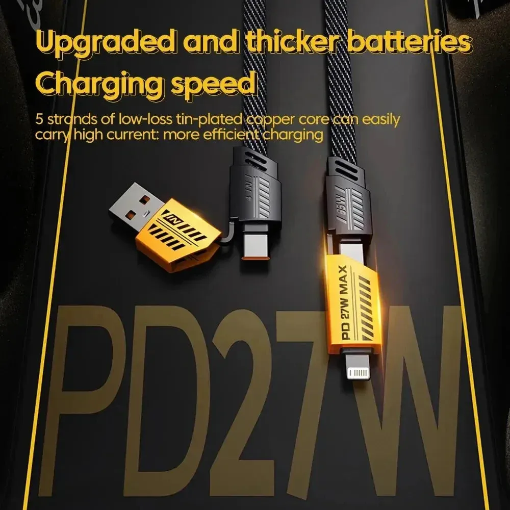 Fast charging cable|4 in 1 Fast Charging Cable PD 65W USB Cable Type C