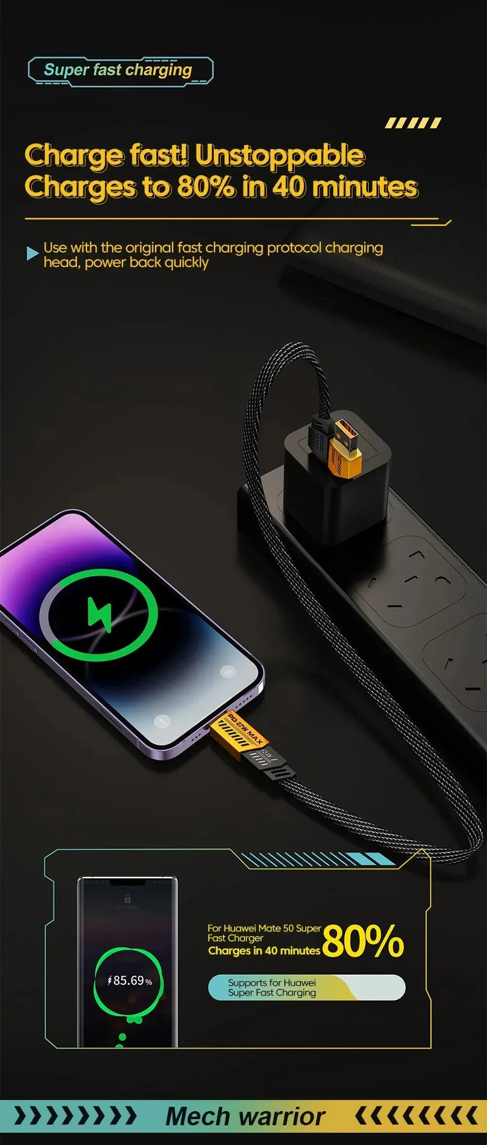 Fast charging cable|4 in 1 Fast Charging Cable PD 65W USB Cable Type C