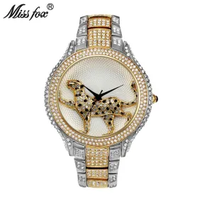 Full Diamond Carter Quartz Gold Women Water Resistant Watch