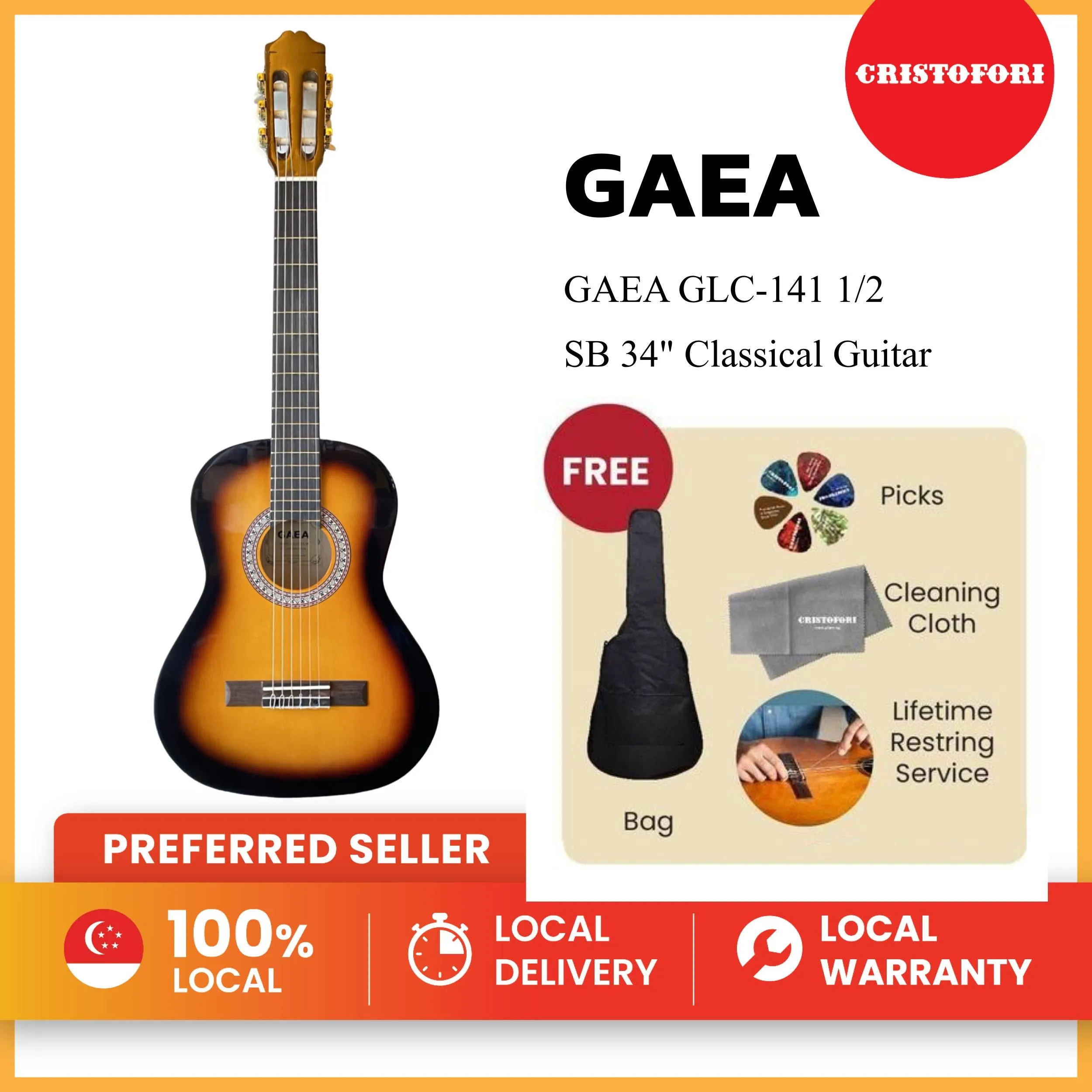 GAEA GLC-141 1/2 SB 34" Classical Guitar