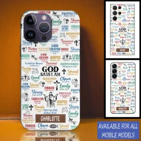 God Say I Am Sticker Personalized Phone Case - Christian Phone Case - Bible Verse Phone Case