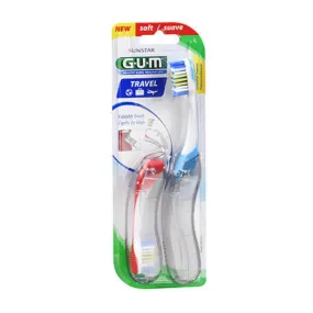 GUM Travel Toothbrush Soft 2 Each By Gum