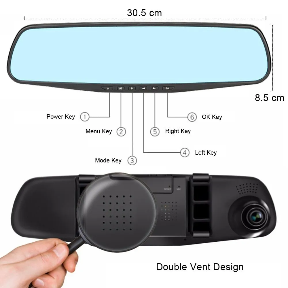 HD Rearview Mirror Driving Recorder - Smart Rearview Mirror for Cars & Trucks 1080P