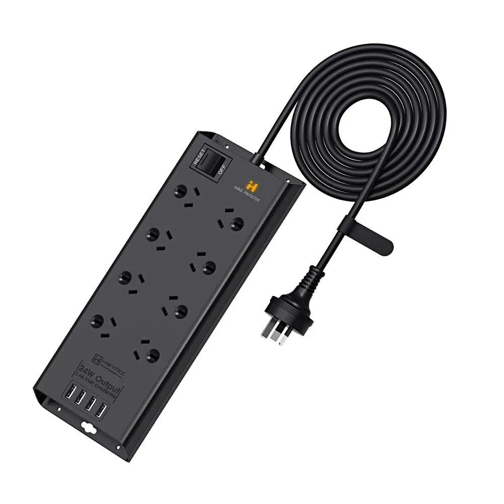 HEYMIX 8 Outlet Powerboard with 4 USB Charging Ports and Surge Protector