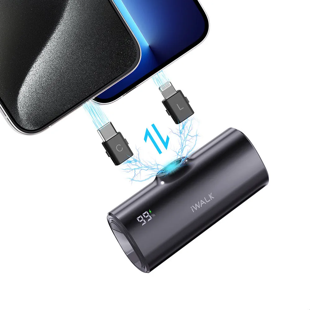 iWALK LinkPod X | Changeable Plugs Portable Charger with USB C and Lightning for iPhone/iPad Pro/Air