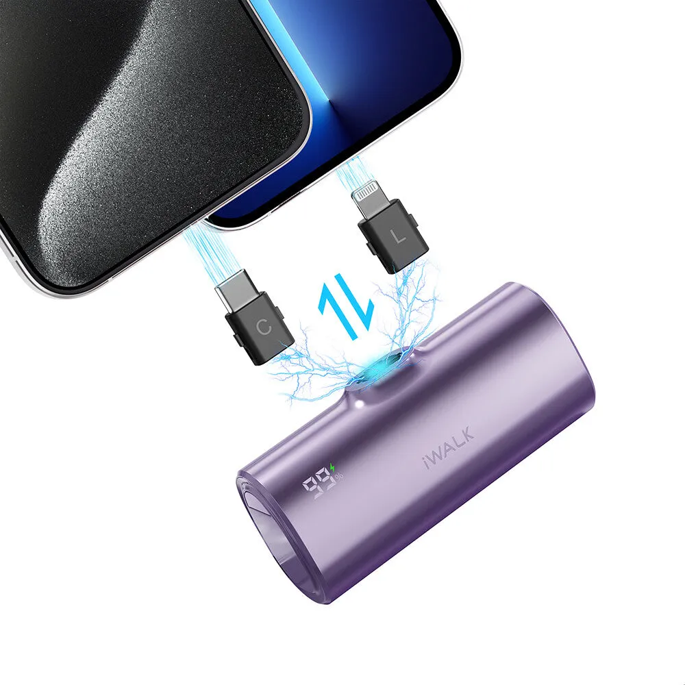 iWALK LinkPod X | Changeable Plugs Portable Charger with USB C and Lightning for iPhone/iPad Pro/Air