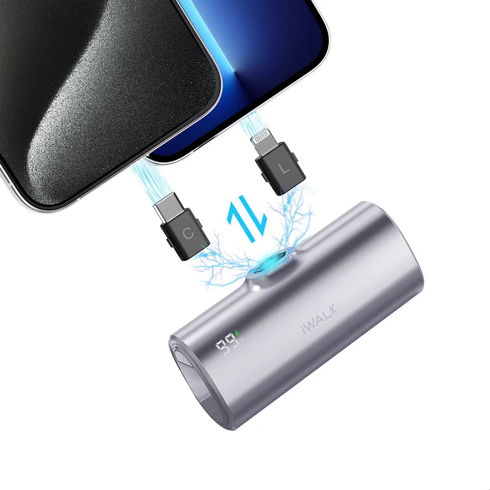 iWALK LinkPod X | Changeable Plugs Portable Charger with USB C and Lightning for iPhone/iPad Pro/Air