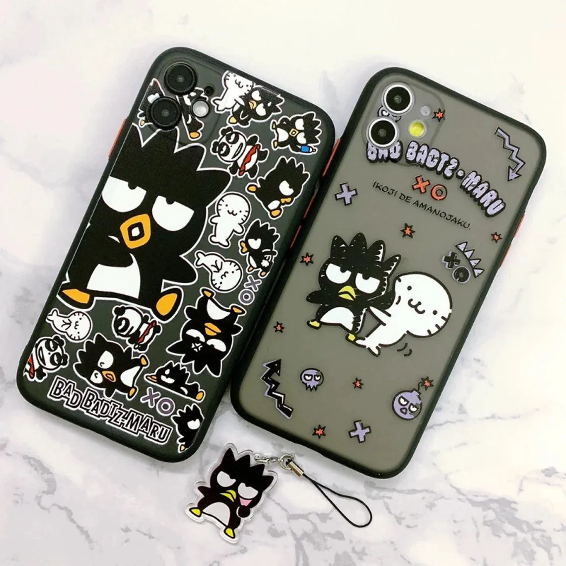 Japanese Cartoon Bad Badtz Maru XO with Phone Strap iPhone Case 6 7 8 PLUS SE2 XS XR X 11 12 13 14 15 16 Pro Promax 12mini 13mini