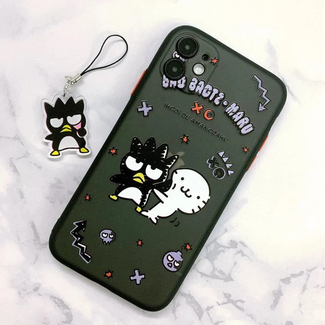 Japanese Cartoon Bad Badtz Maru XO with Phone Strap iPhone Case 6 7 8 PLUS SE2 XS XR X 11 12 13 14 15 16 Pro Promax 12mini 13mini