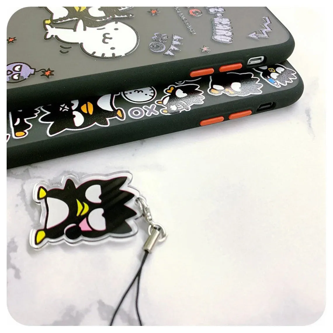 Japanese Cartoon Bad Badtz Maru XO with Phone Strap iPhone Case 6 7 8 PLUS SE2 XS XR X 11 12 13 14 15 16 Pro Promax 12mini 13mini