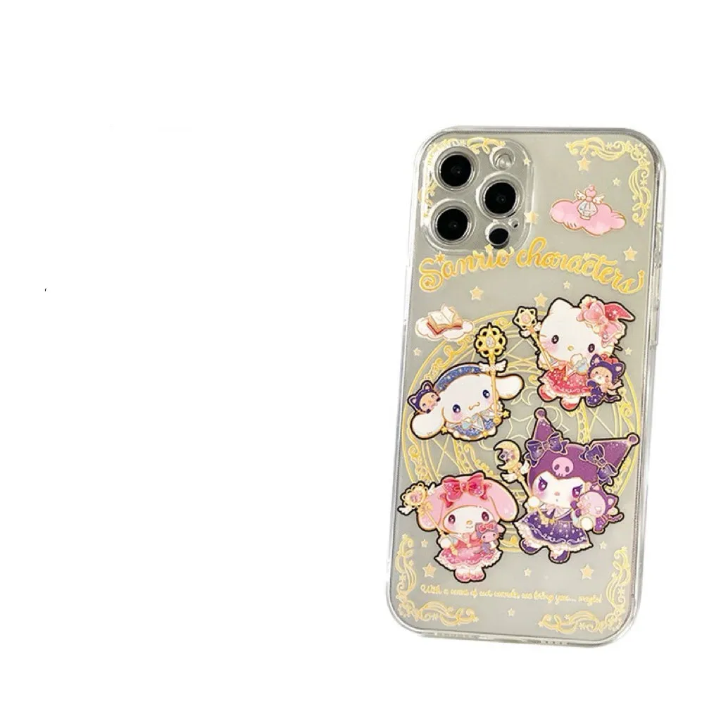 Japanese Cartoon Sanrio Magic School | Hello Kitty My Melody Kuromi Cinnamoroll Witch Wizard Laser Colour Clear - iPhone Case 11 12 13 14 15 16 Pro Promax