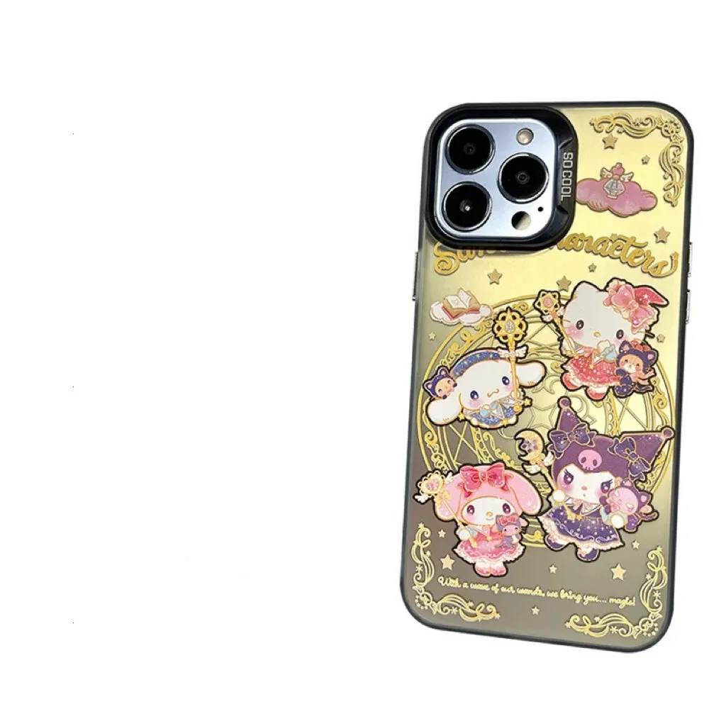 Japanese Cartoon Sanrio Magic School | Hello Kitty My Melody Kuromi Cinnamoroll Witch Wizard Laser Colour Clear - iPhone Case 11 12 13 14 15 16 Pro Promax