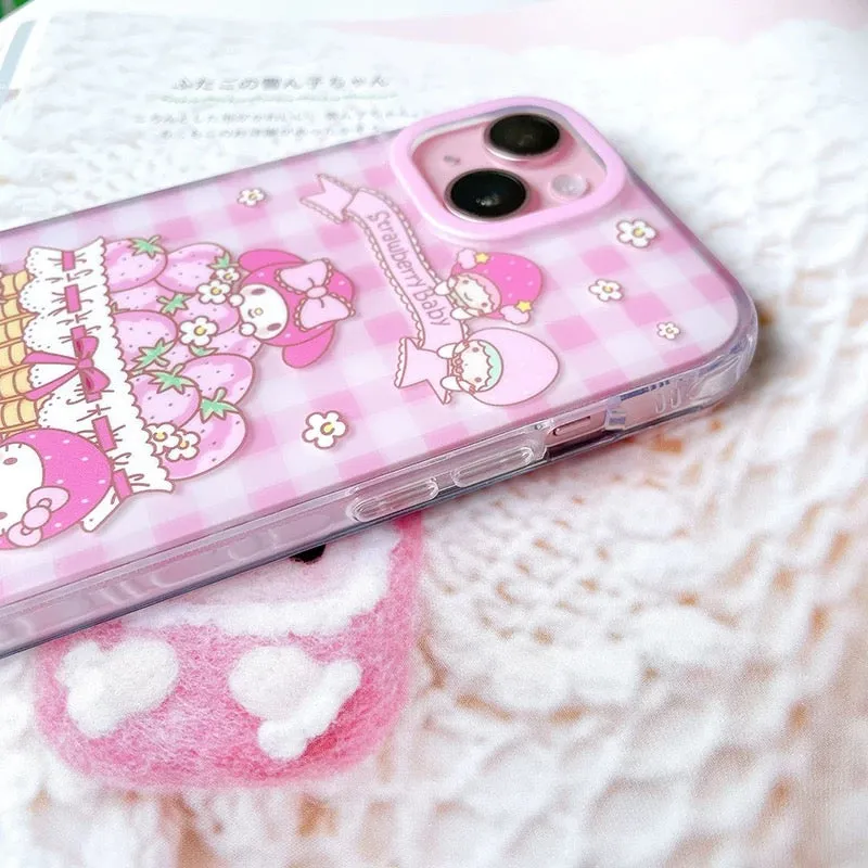 Japanese Cartoon Sanrio Strawberry Baby Hello Kitty My Melody Cinnamoroll - iPhone Case 13 14 15 Pro Promax