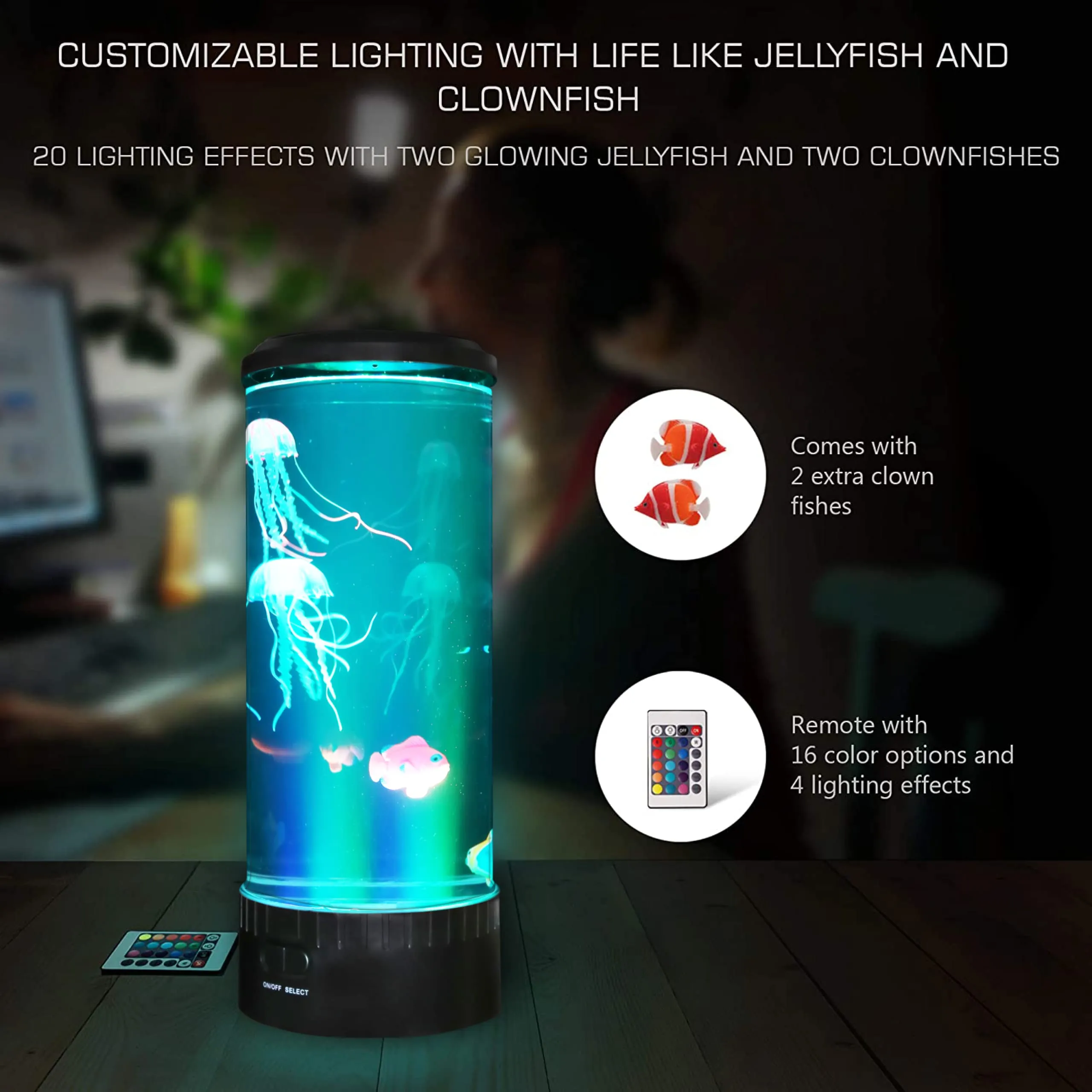 Jellyfish Lamp Jellyfish Lava Lamp Led With 20 Color Changing Light 2 Clownfish