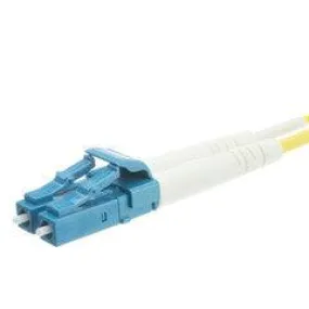 LC Duplex Fiber Optic Patch Cable, OS2 9/125 Singlemode, Yellow Jacket, Blue Connector, 3 meter (10 foot)