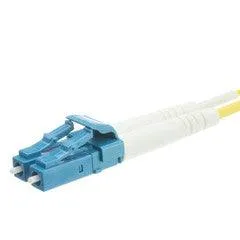 LC Duplex Fiber Optic Patch Cable, OS2 9/125 Singlemode, Yellow Jacket, Blue Connector, 3 meter (10 foot)