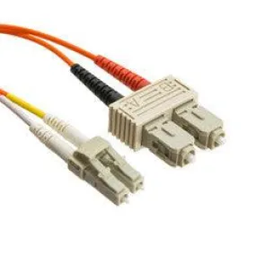 LC/UPC to SC/UPC OM3 Duplex 2.0mm Fiber Optic Patch Cord, OFNR, Multimode 50/125, Aqua Jacket, Beige Connector, 10 meter (33 ft)