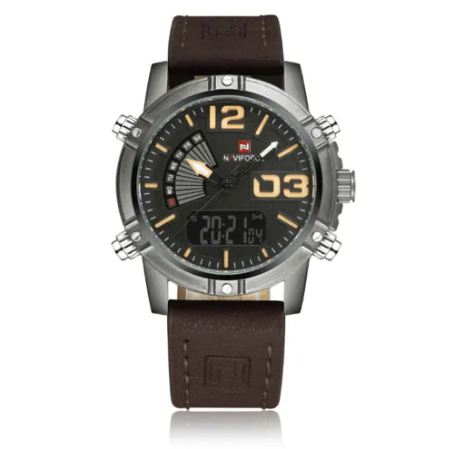 Leather Band Fashion Sport Quartz Watch For Men