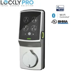 Lockly Guard - DEADBOLT 728WZ - Z-Wave Edition  Smart Lock-  Keypad-Fingerprint Biometric-  Wi-Fi-Bluetooth App Controlled - Includes Wi-Fi Hub - Satin Nickel