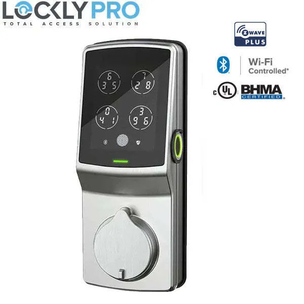 Lockly Guard - DEADBOLT 728WZ - Z-Wave Edition  Smart Lock-  Keypad-Fingerprint Biometric-  Wi-Fi-Bluetooth App Controlled - Includes Wi-Fi Hub - Satin Nickel