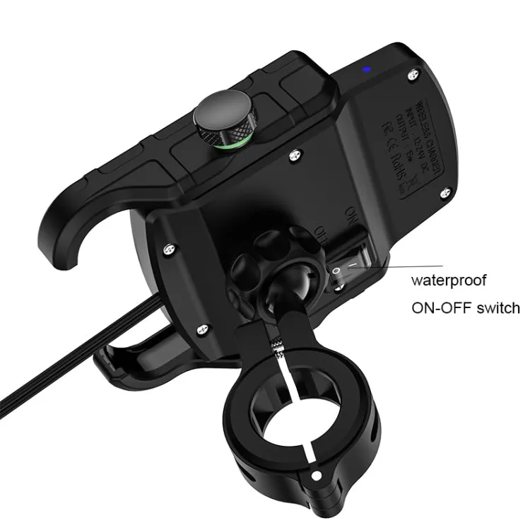 M9 Motorcycle Wireless Charging Mobile Phone Bracket 15W Fast Charging Mobile Phone Navigation Bracket(Black)