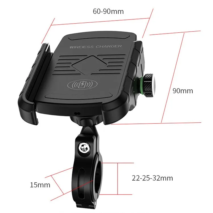 M9 Motorcycle Wireless Charging Mobile Phone Bracket 15W Fast Charging Mobile Phone Navigation Bracket(Black)