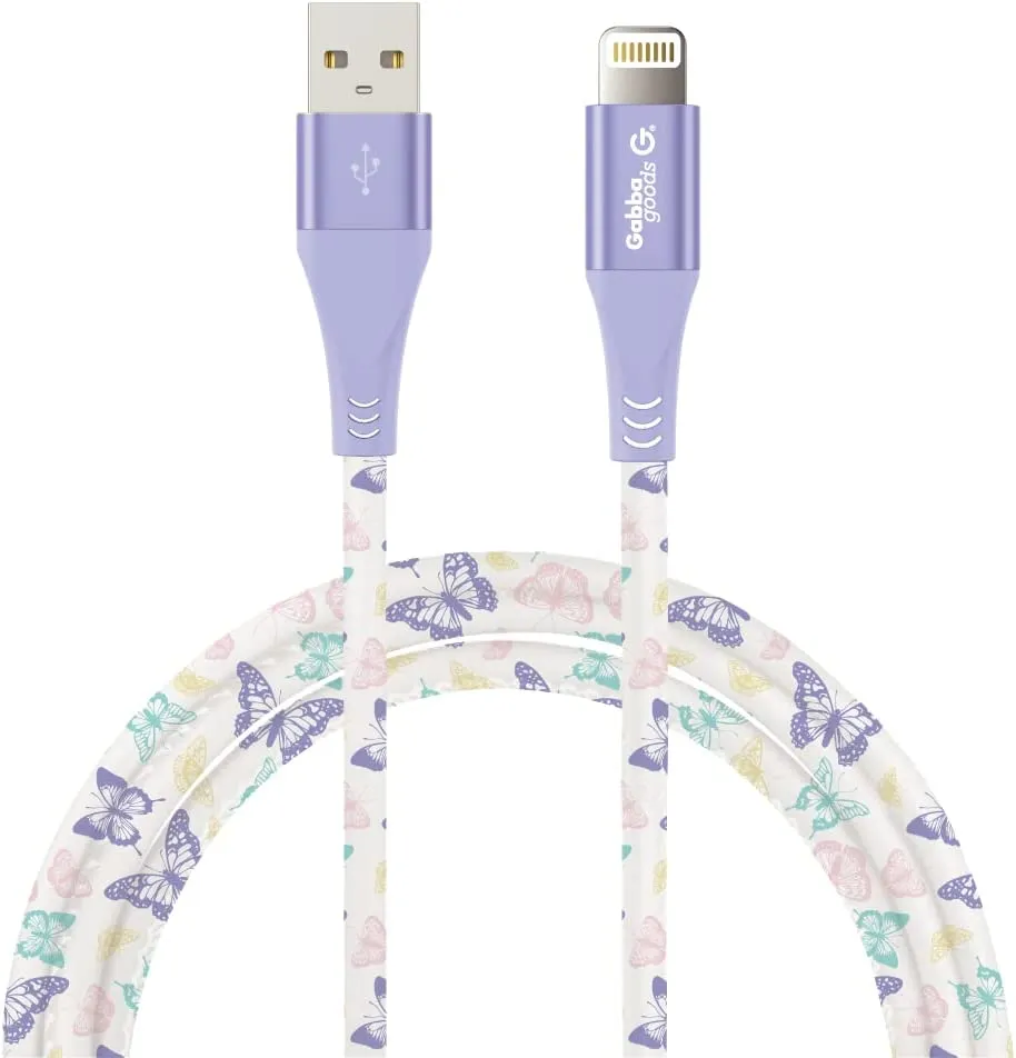 MFi Certified Lightning 4FT Printed Lightning Sync & Charge Cable (Pastel Butterfly) Compatible with: iPhone 13/iPhone 13 Pro/iPhone 13 Pro Max/iPhone 13 Mini/IPhone 12 Pro/iPhone 12 Pro Max/iPhone 12 mini/iPhone 12/iPhone 11