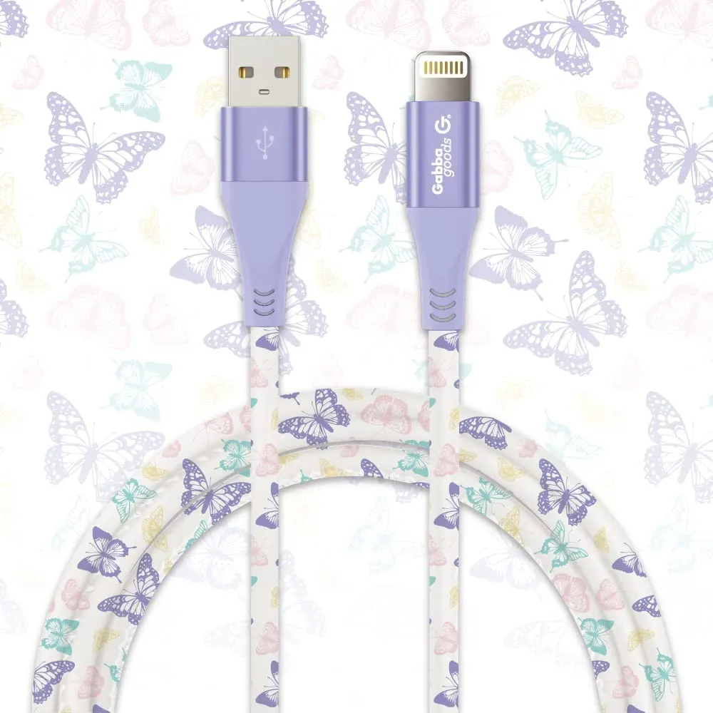 MFi Certified Lightning 4FT Printed Lightning Sync & Charge Cable (Pastel Butterfly) Compatible with: iPhone 13/iPhone 13 Pro/iPhone 13 Pro Max/iPhone 13 Mini/IPhone 12 Pro/iPhone 12 Pro Max/iPhone 12 mini/iPhone 12/iPhone 11