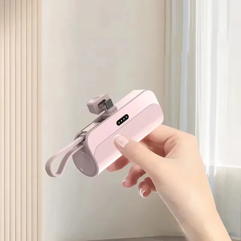 Mini Capsule Power Bank 2-in-1 with Built-in Cable