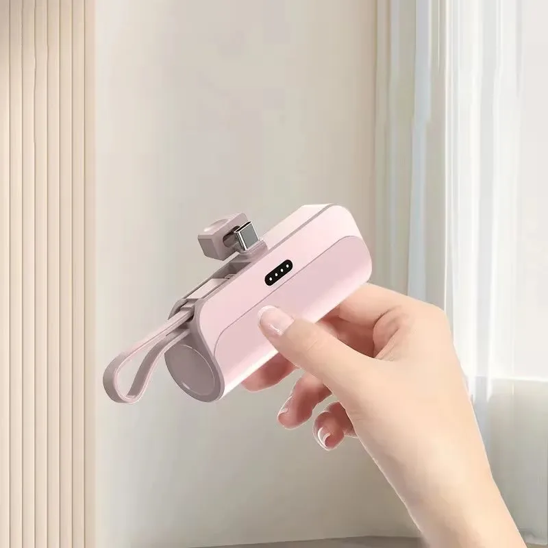 Mini Capsule Power Bank 2-in-1 with Built-in Cable