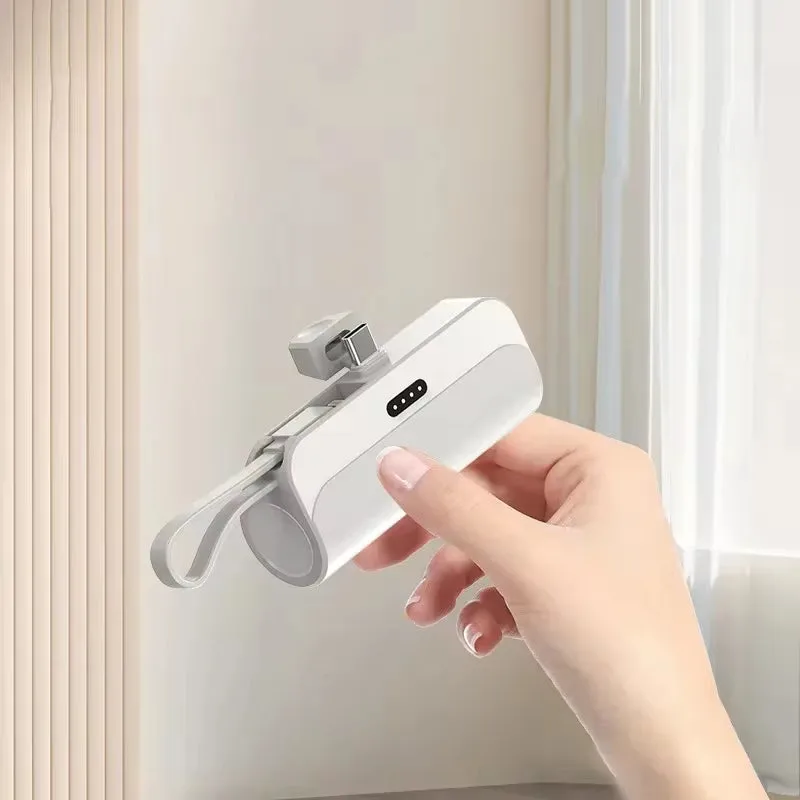 Mini Capsule Power Bank 2-in-1 with Built-in Cable