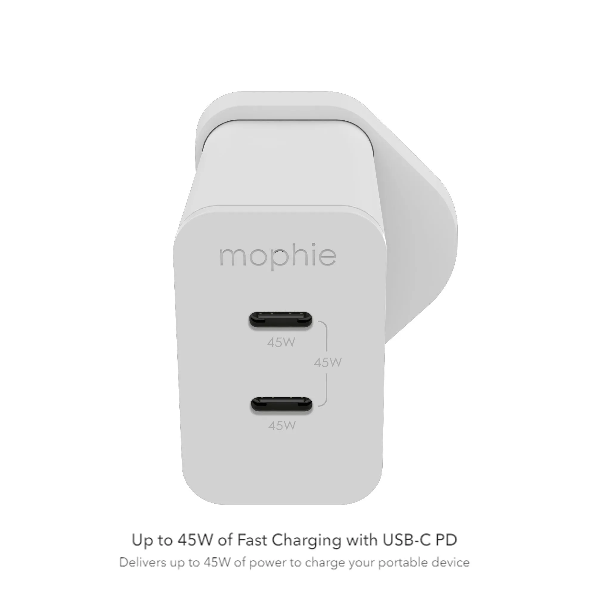 Mophie Speedport 45W GaN - USB C PD Dual Port - White (Barcode: 840056158221 )