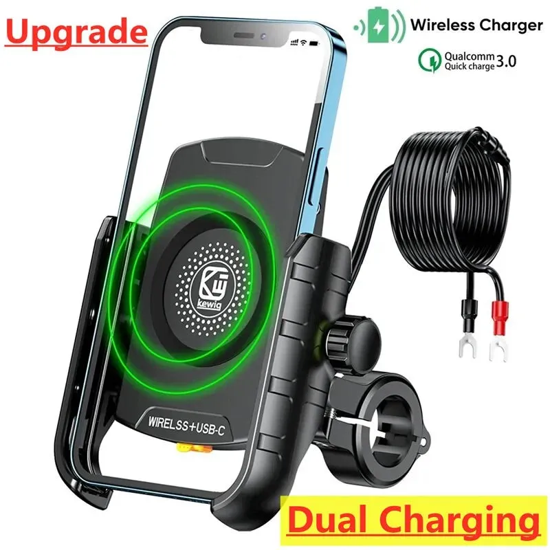 Motorcycle Phone Holder Wireless Charger Moto Motorbike Mirror Mobile Stand Support USB Fast Charging Cellphone Handlebar Mount