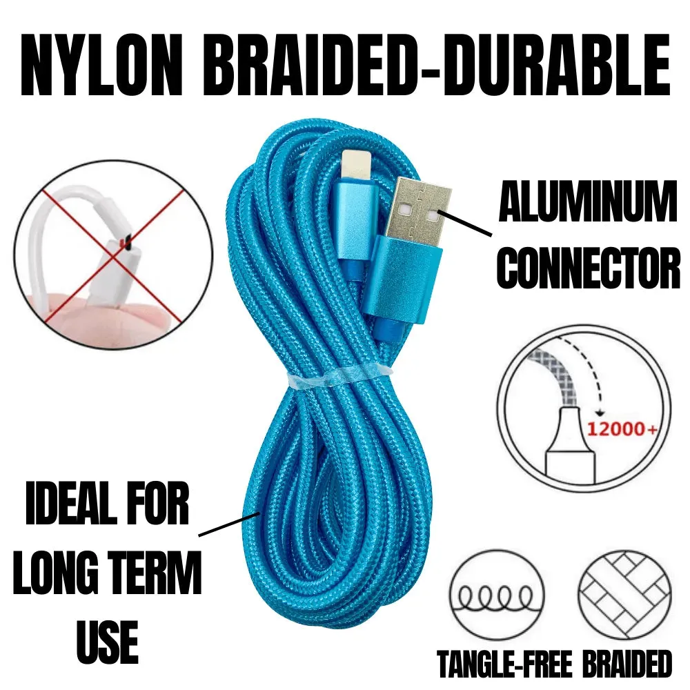 Multi-Color 6 Pack! of 10Ft Braided USB Charger Lightning Cable